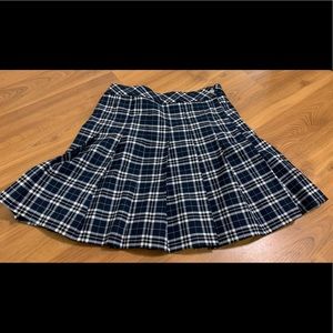 H&M navy Pleated plaid skirt